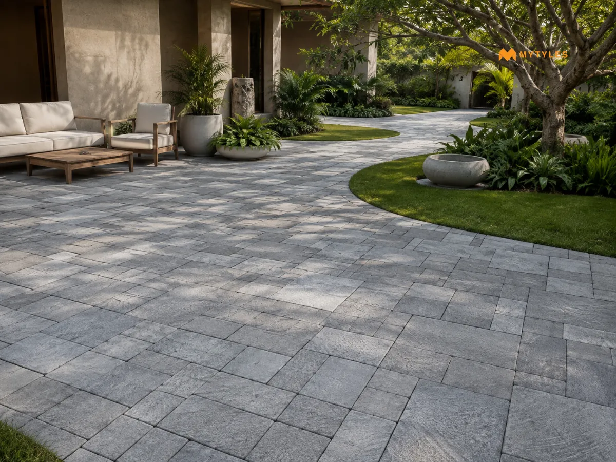 Matt Textured Vitrified Tile in Garden Patio